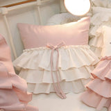 New Korean Style Ruffle Pillow Lace Bow Dormitory Hug Pillow Detachable Home Decoration Bedroom Girl Creativity Handmade Pillow