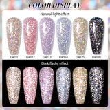 Reflective Glitter Gel Nail Polish Sliver Champagne Sparkling Sequin Semi-permanent Varnishes Soak Off Nail Art Deco