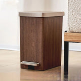 Wood Grain Garbage Bin High-end Household Garbage Storage Sealed with Lid Double Opening Design Kitchen and Bathroom Garbage Bin