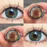 2Pcs Korea Colored Contact Lenses Prescription Myopia Degree -0.00 to-8.00 Blue Makeup Soft Lens Eye Beauty Pupil Lan Cat