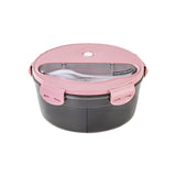 Student Bento Box with Cutlery Portable Round Lunch Box Microwaveable Snack Box Large Capacity Food Storage Container