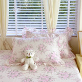 100% Cotton 2pcs Flower Prints Ruffles Pillowcases 48x74cm Sizes Cushion Cover for Bed Floral Style Adults Kids Pillowslip 베개커버
