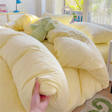 Solid Color Bedding Set Kids Twin Full Queen Size Washed Cotton Single Couple Duvet Cover Set Quilt Cover Pillowcases Bed Linen