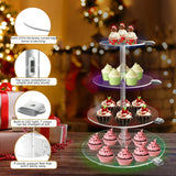 Ikeehome  4 Tier Round Acrylic Cupcake Stand, Clear Cupcake Tower Stand with Led, Premium Acrylic Dessert Stand for Wedding Birthday Baby