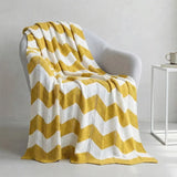 Two-Tone Wavy Knit Throw Blanket Suitable For Bedroom Sofa Luxury Blanket All Season Hollow Out Bed Cover Homestay Decoration