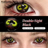 2pcs Cosplay Color Contact Lenses Yellow Black Soft Contact Lenses Halloween Role Play Party Crazy Cosmetic Lense 14.50mm
