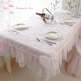 Korean Lace Tablecloth Garden Fresh Pink Bow Home Diningtable Cloth Rectangular European Wedding Decor Cloth