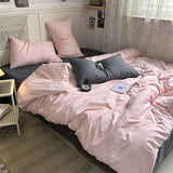 Duvet Cover Set New School Season Student Three PIECE Set Ins Style Solid Color Double Panel Washing Cotton Comforter Set