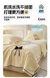 Summer Thin Quilt Ins Girl Bow Seersucker Washed Cotton Summer Quilt Single Dormitory Air Conditioner Blanket Machine Washable