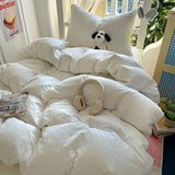 New solid color simple washed cotton student bed sheet four-piece set machine washable student dormitory three-piece set