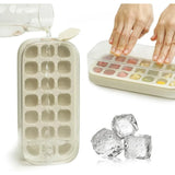 New Ice Cube Tray with Lid and Bin 21 Pcs Quick-Fill No-Touch Ice Cube Mold for Summer DIY Freezer Cocktail Tea Whisky Ice Box