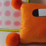 Funny Big Eyes Pillow Case Velvet Cushion Cover with Plush Ball Pillowcase Back Support Home Decorative Living Room Art Decor