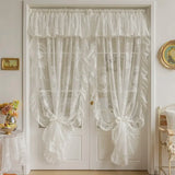 French Elegant White Embroidery Ruffle Tulle Curtains Valance with For Girls Living Bedroom Room Sheer Drapes Rideaux Voilage