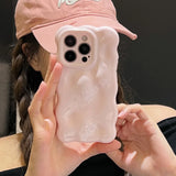 Lovely Pink 3D Bubble Gloss Silicone Shockproof Phone Back Cover Fundas Case For iPhone 11 12 13 14 15 16 Pro Max Plus Coque