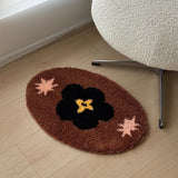Oval Tufting Bathroom Mat Soft Tufted Cartoon Tooth Floral Bedroom Carpet Bedside Rug Floor Anti Slip Pad Aesthetic Home Decor
