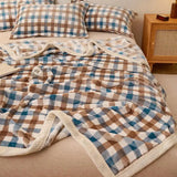 Super Soft Japanese Milk Velvet Blanket Thick Leisure Blanket for Home Office Nap Warm Naked Sleeping Bed Sheet for All Seasons