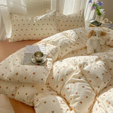  Duvet Set Double Yarn Four-piece Set Class A Aerobic Knitted Cotton Printed Love Bed Cover Skin Friendly Breathable Bedding