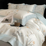 Luxury Digital Printing Flowers and Plants Bedding Set Lyocell Eucalyptus Fiber Soft Silky Duvet Cover Bed Sheet Pillowcase 4Pcs