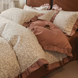 Princess Double-Layer Yarn Pure Cotton Bedding Set Skin Friendly Duvet Cover Kit for All Seasons Home Dormitory Comforter Set