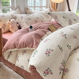 Yellow Floral Bedding Set Soft Ins Single Double Queen Size Duvet Cover Flat Sheet Pillowcase Girls Home Bed Linens NO Filler