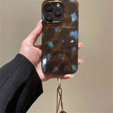 Whirlpool Pattern IND Retro Blue Brown Blended Phone Case with Hanging Rope for iPhone 11 12 13 14 15 16 17 Pro Max