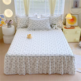 1PC 100%Cotton Bed Skirt Queen/King Size Floral Printed Bed Sheet with Ruffles falda de cama Full Size Bed Skirt for Single Bed