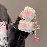 Cartoon Pink Stars Pattern Earphone Case For AirPods 4 4th Cover TPU Shockproof Headphone Coque For AirPods Pro 2 2nd 3 2 Cases