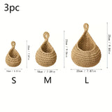 Bohemian Handwoven Hanging Baskets Multipurpose Wall Mounted Storage and Decorative Mesh Shelf Baskets for Hanging Small Items