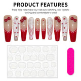 10pcs Plaid Cat's Eye Handmade Fake Nails Long Coffin Wine Red Bowknot Decor Press On Nails Removable French False Nails Ballet