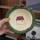 Cartoon Cute And Fun Tableware Kitchen Supplies Cartoon House Printing 3D Decoration Yogurt Breakfast Bowl Christmas Gift Plate