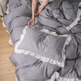 Hot Sale 1 Pair of Pillowcases with Ruffles White Shabby Country Girl Cover Protector with Border Decorative 48x74cm