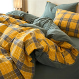 New All-cotton Washed Cotton Printed Checkered Quilt Cover Skin-friendly and Breathable Duvet Cover Without Pillowcase