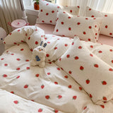 Knitted Class A Bedding Set Floral Style Bed Linen Set Soft Double Yarn Four-Piece Set Quilt Cover Set Bed Sheets Gift for Home