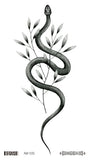 Rocooart Big Size Black Snake Temporary Tattoo Stickers For Women Men Body Waist Waterproof Fake Tatto 3D Cobra Snake Tattoos