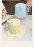 Nordic Style Solid Ceramic Cup Creative Wood Grain Handgrip Cups Household Cute Breakfast Milk Mug Fashion Office Coffee Mugs
