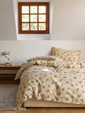 Retro Pure Cotton Diagonal Stripe Bedding Four-Piece Set Small Floral Bed Sheet Quilt Coverlet Three-Piece Set 18m Bed Canopy...