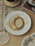 French Relief Dining Plate Household Breakfast Bread Disc Nordic Style White Ceramic Tableware Retro Versatile Dessert Plates