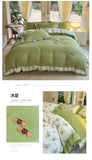 Korean Style Bedding Sets Four Piece Set With Lace Bed Flat Sheet Pillowcase Duvet Cover Set 200x230cm King Size Home Textiles