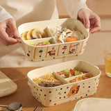Microwave Oven Specific Ceramic Bento Box Divided Into Compartments Dining Box with Lid Fresh Keeping Box Cute