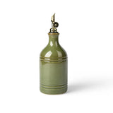European Creative Retro Green Ceramic Olive Oil Bottle Stainless Steel Spout Kitchen Storage Supplies Seasoning Bottle