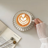 1Set 250ml Shell Coffee Cup and Saucer Set, Retro Japanese Ceramic Coffee Cup and Saucer, Suitable for Home Decoration, Home Daily Use, Breakfast Bread, Milk Cup and Saucer, Afternoon Tea Coffee Latte Latte Art Cup, Gift Givi