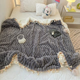 Nordic Fluffy Sofa Blanket Milk Fleece Fringed Ball Blanket Thickened Soft Lamb Fleece Sofa Cover Blanket Nap Home Bedroom Decor