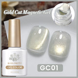 BORN PRETTY 10ml Black Glass Cat Magnetic Gel Nail Polish Ultra Shine Gold Silver Glitter Soak Off UV LED Gel Nail Art Varnish