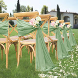 12Pcs Wedding Chair Sashes 7x108Inch Sheer Chiffon Chair Fabric Covers for Party Christmas Bridal Baby Shower Wedding Decoration