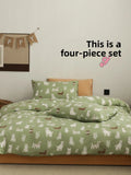 Soft Cartoon Sle Knitted Cotton Duvet Cover Pure Cotton  Fabric Small Animal Pattern Bedding Accories