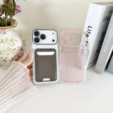2 In 1 Clear PC Jelly Card Pack Phone Case For iPhone 17 Air 16 15 14 13 12 11 Plus Pro Max Insert Soft Full Frame Bumper Cover