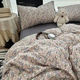 Duvet Cover Set  A-class Ultra Soft Jacquard Double-layer Yarn Washed Cotton Bedding Set  Floral Bed Sheet