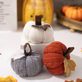 Harvest Festival Knitted Colorful Pumpkin Thanksgiving Day Home Decorative Pumpkin Happy Halloween Day Punmkin Oranments