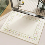 Fresh Floral Bath Mat Pastoral Garden Style Bathroom Rug Super Absorbent PVC Non-Slip Floor Mat Aesthetic Flower Shower Pad