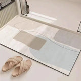 Abstract Geometric Line Art Bathroom Mat Soft Neutral Color Absorbent Non-Slip Quick Drying Home Entrance Floor Mat